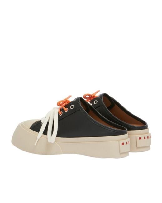Marni Black Leather Pablo Lace-Up Sabot