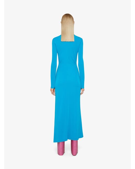 Givenchy Blue Draped Long-Sleeved Dress