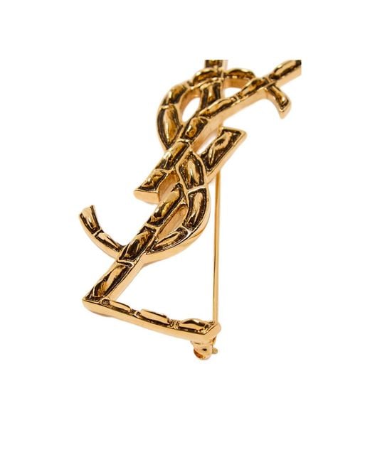 Saint Laurent Metallic Sculpted Metal Brooch