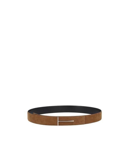 Tom Ford White T Logo Plaque Belt for men