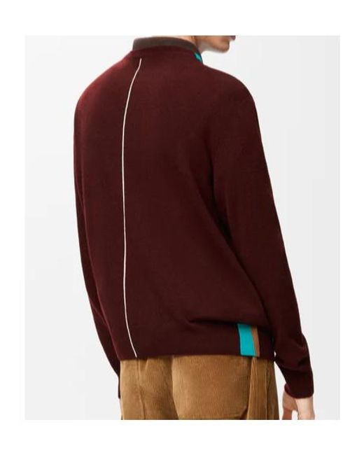 Loewe Purple Two-Tone Intarsia Detailed Jumper for men