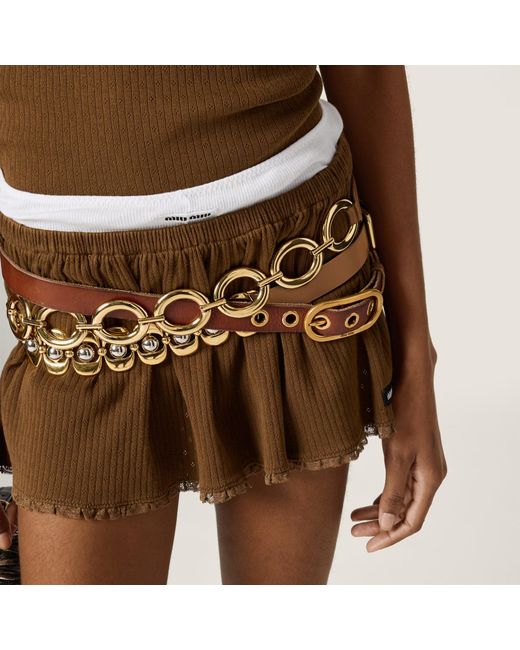 Miu Miu Brown Garment-Dyed Mini Skirt
