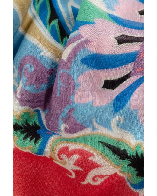 Etro Blue Fringed Edge Scarf