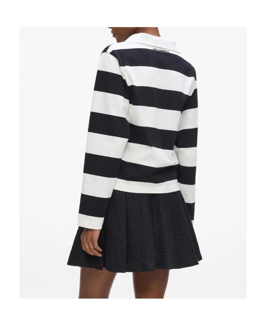 Karl Lagerfeld Blue Ikonik Striped Long-Sleeve T-Shirt