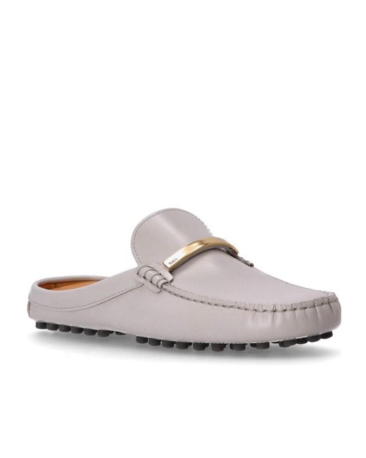 Tod's White Logo Engraved Slip-On Sandals