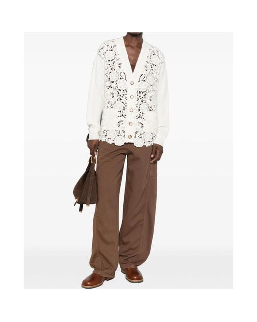ERMANNO FIRENZE White Lace-Panel Knit Top