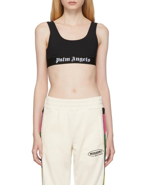 Palm Angels Black Logo-Underband Scoop-Neck Bra