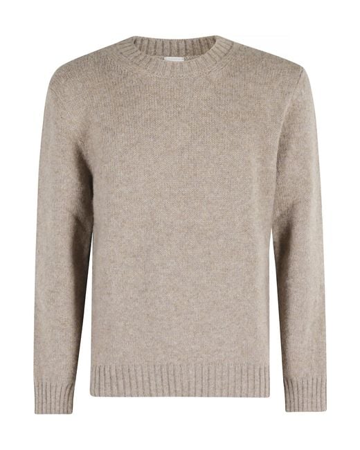Eleventy Brown Ribbed-Knit Crewneck Jumper for men