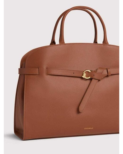 Coccinelle Brown Logo Printed Sabine Tote Bag