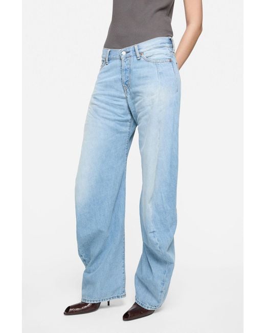 Acne Blue Denim Trousers With Belt Loops