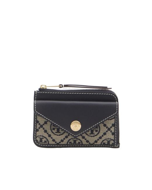 Tory Burch Black T Monogram Zip Card Case