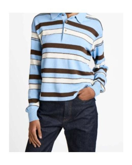 J.W. Anderson Blue Jw Anderson Knitted Striped Polo Top