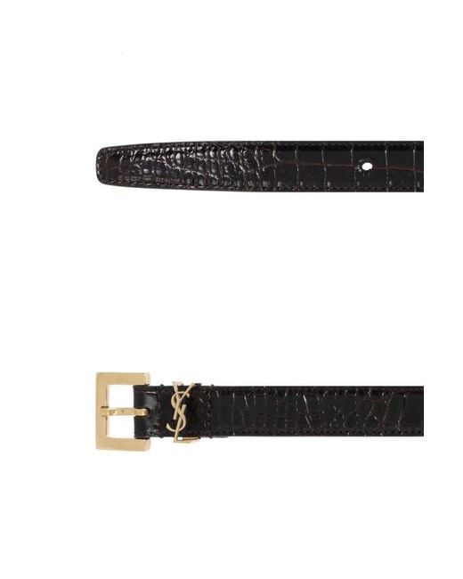 Saint Laurent White Logo Plaque Belt