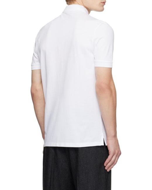 Boss White Hugo Logo Patch Polo Shirt for men