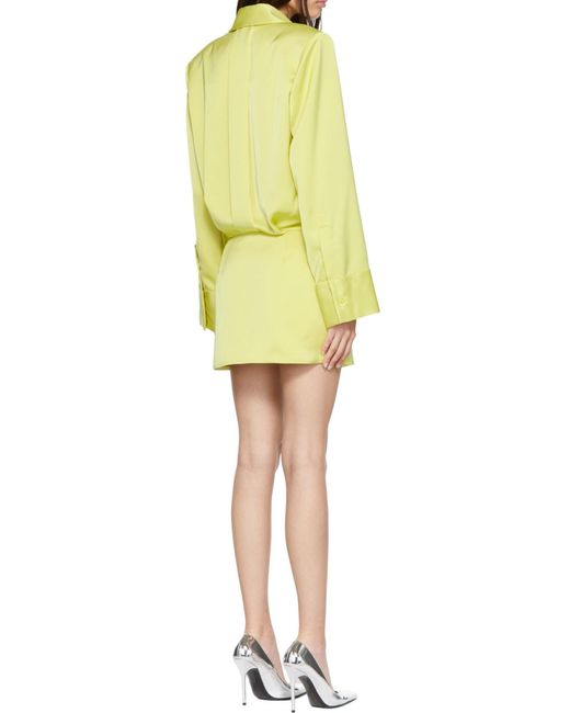 The Attico Yellow The Satin Single-Breasted Mini Shirt Dress