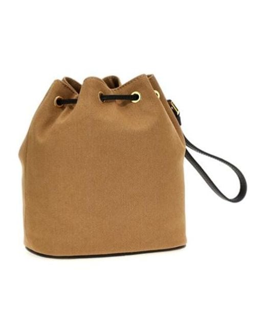 Bally Natural Logo Printed Bar Mini Bucket Bag