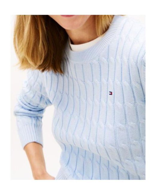 Tommy Hilfiger Blue Cable-Knit Logo Sweater