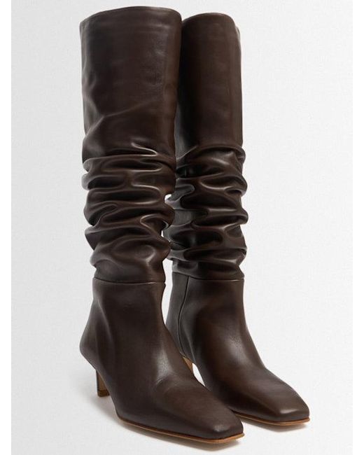 Alohas Brown Kalila Pleated Leather Boots
