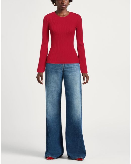 Rag & Bone Red Lightweight Crew Neck Long-Sleeve Knit Sweater
