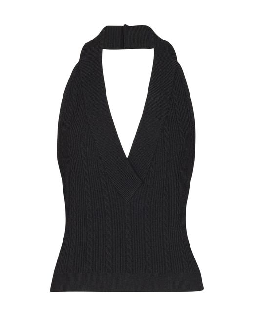 Balmain Black Cable-Knit Openback Top