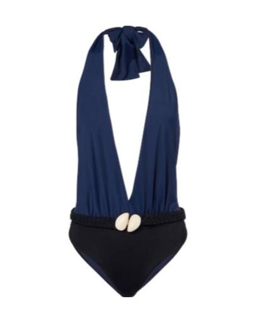 Johanna Ortiz Blue Halterneck Swimsuit
