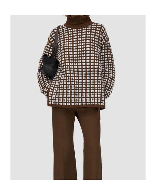 Joseph Brown Waffle Knit High Neck Jumper