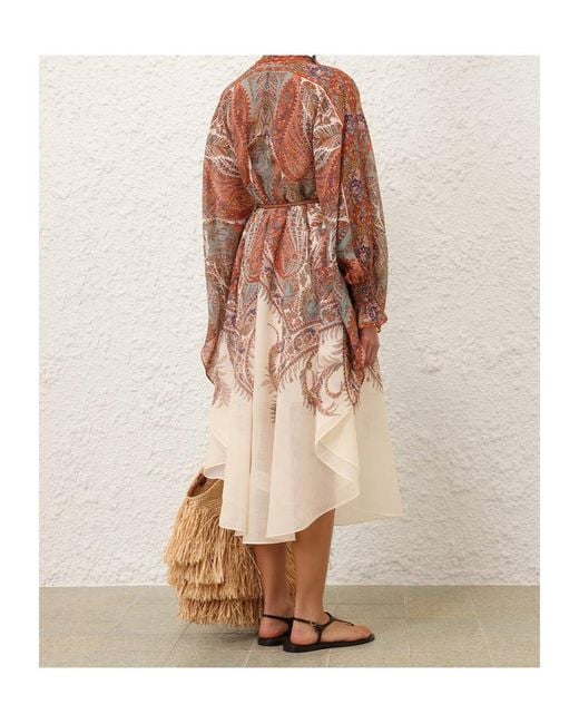 Zimmermann Multicolor Rhiannon Belted Midi Dress