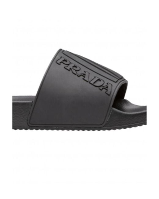 Prada Black Logo Printing Flip-Flops for men