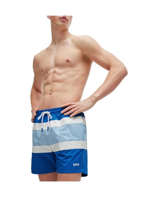 Boss Blue Striped Shorts for men