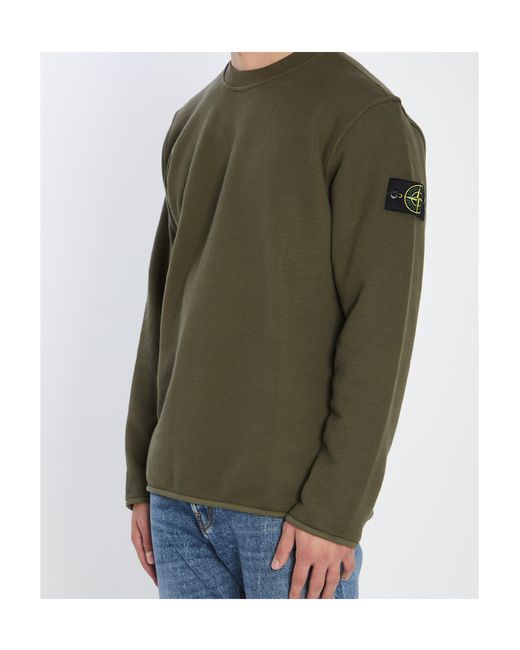 Stone Island Green Crewneck Long Sleeved Sweatshirt for men