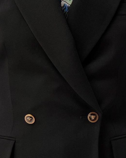 Versace Black Wool Grain De Poudre Blazer