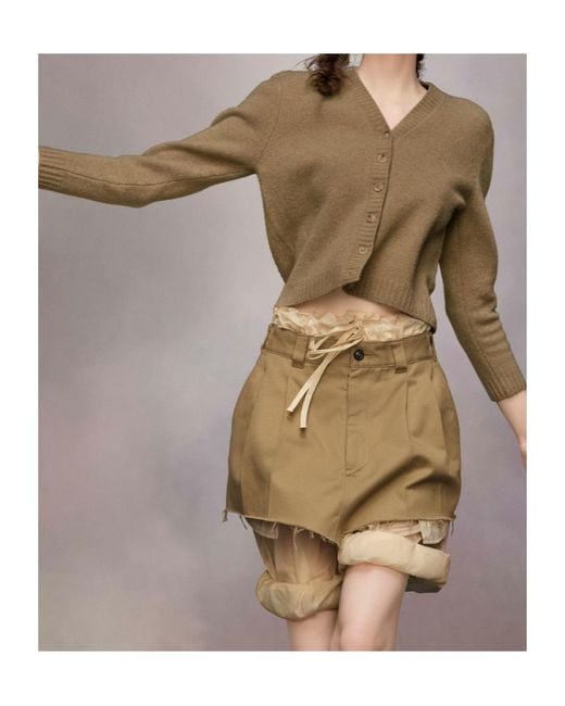 Maison Margiela Green V-Neck Button-Up Cardigan