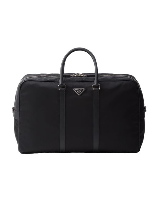 Prada Black Re-Nylon And Saffiano Leather Duffel Bag for men