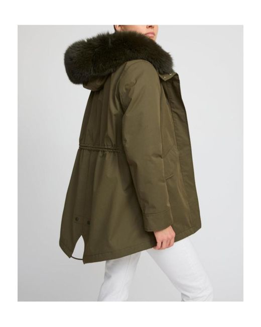 Yves Salomon Green Short Iconic Parka