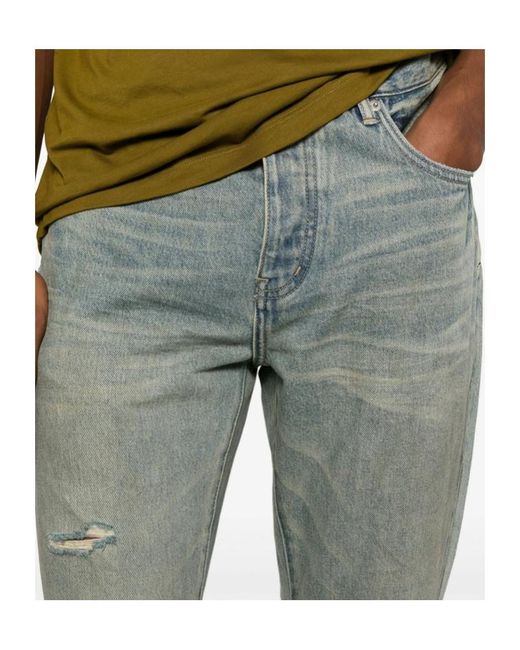 Purple Brand Gray Ripped Flared Jeans for men