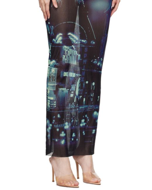 Jean Paul Gaultier Blue High-Necked Mesh Dress