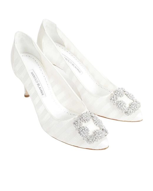 Manolo Blahnik White Pointed-Toe High Heels