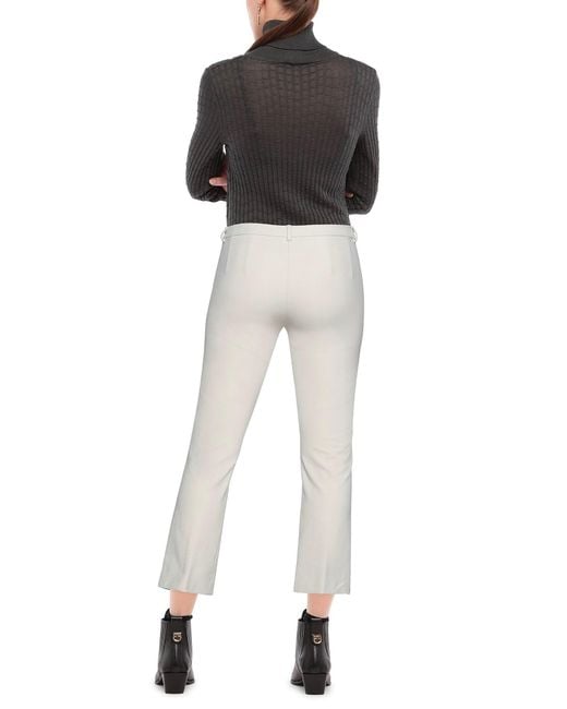 Max Mara White Solid Color Twill Stretch Pants