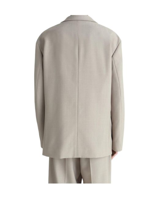 Lemaire Gray Double-Breasted Long Sleeved Blazer for men