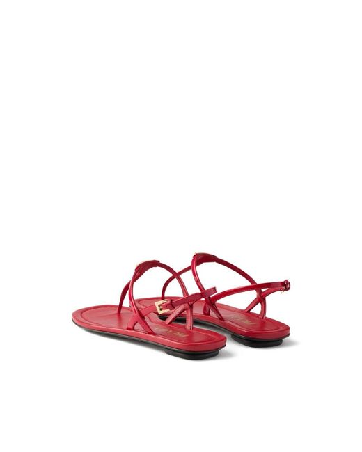 Prada Red Buckled Sandals