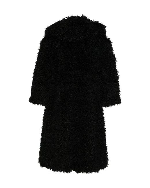 ROTATE BIRGER CHRISTENSEN Black Long-Sleeves Faux-Fur Coat