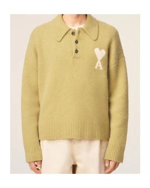AMI Yellow Ami De Coeur Long-Sleeved Polo Shirt for men