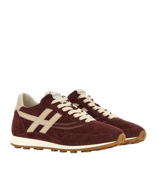 Hogan Brown H699 Logo-Patch Sneakers