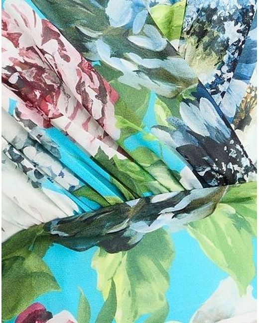 Dolce & Gabbana Blue Floral Wrap Dress