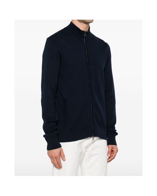 Michael Kors Blue Zip-Up High Neck Cardigan for men