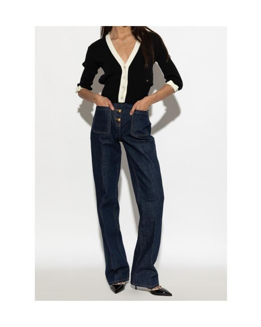 Valentino Black V-Neck Button-Up Cardigan
