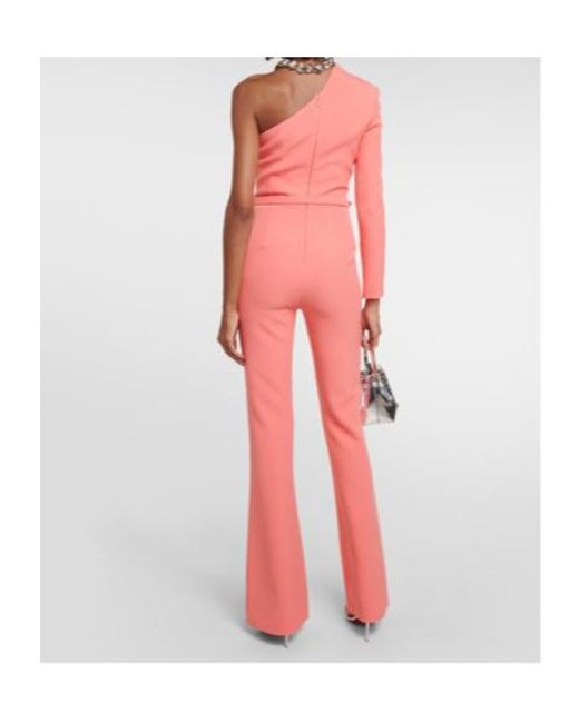 Safiyaa Red Jonal One-Shoulder Crêpe Jumpsuit