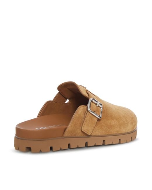Prada Brown Logo Plaque Slip-On Mules for men