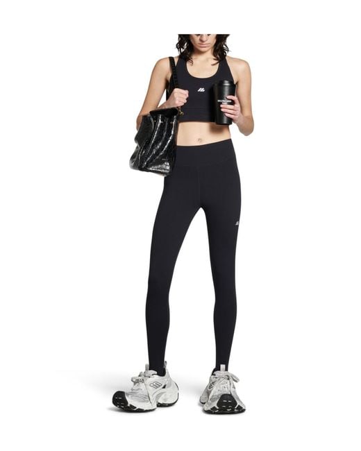 Balenciaga Black Reflective Logo Print Round-Neck Sport Bra