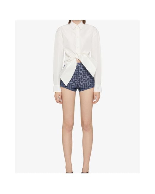 Givenchy White 4G Detailed Bow Shirt